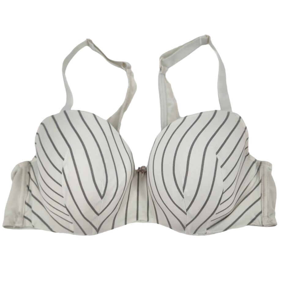 Cacique Striped Lightly Lined Full Coverage Underwire Balconette Bra Size 40D